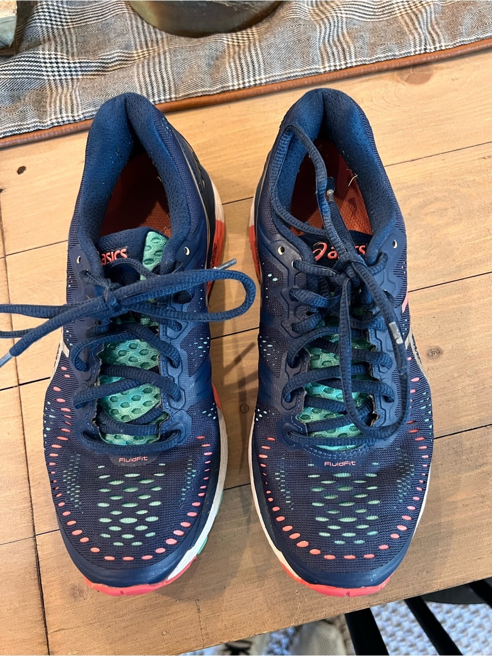 ASICS GEL-Kayano 23 Women's running shoes in the Blue/Silver/Coral colorway